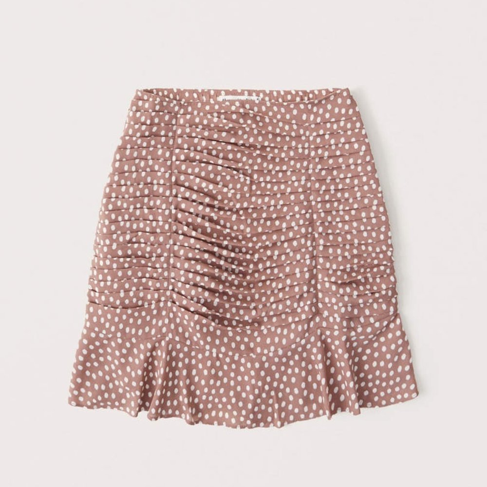 Ruched Ruffle Hem Mini Skirt
